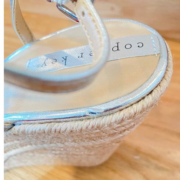 Copper Key Waterlily Ankle Strap Metallic Mermaid Espadrille Platform Wedges 10 - Picture 9 of 12